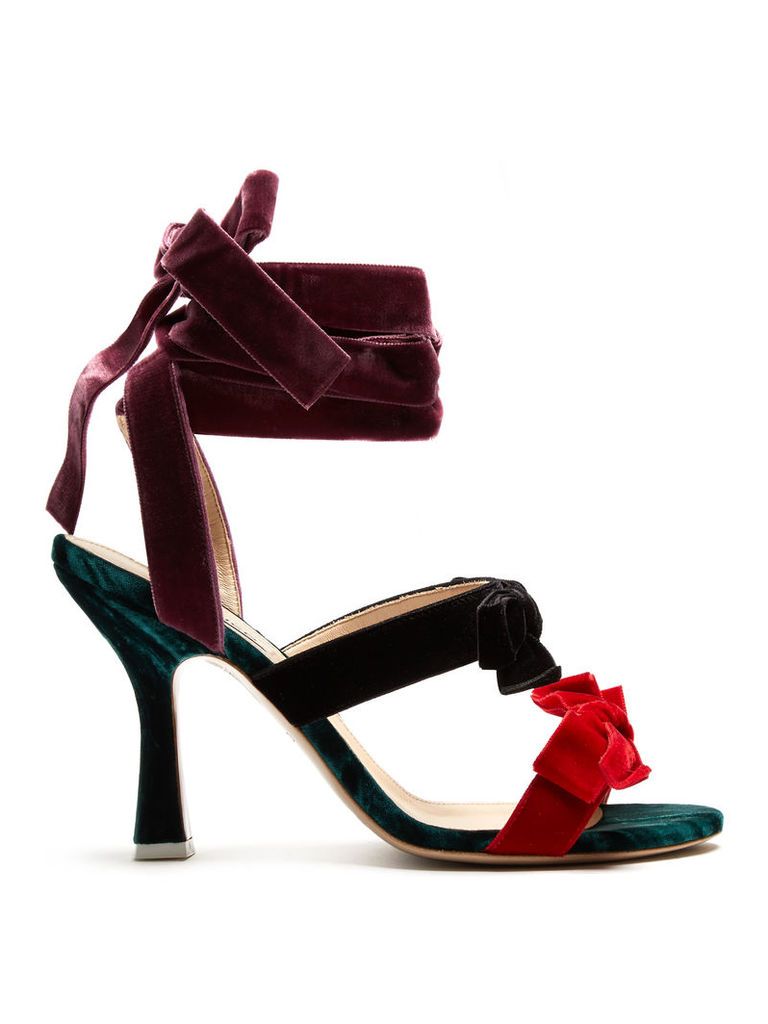 Diletta bow-embellished velvet sandals