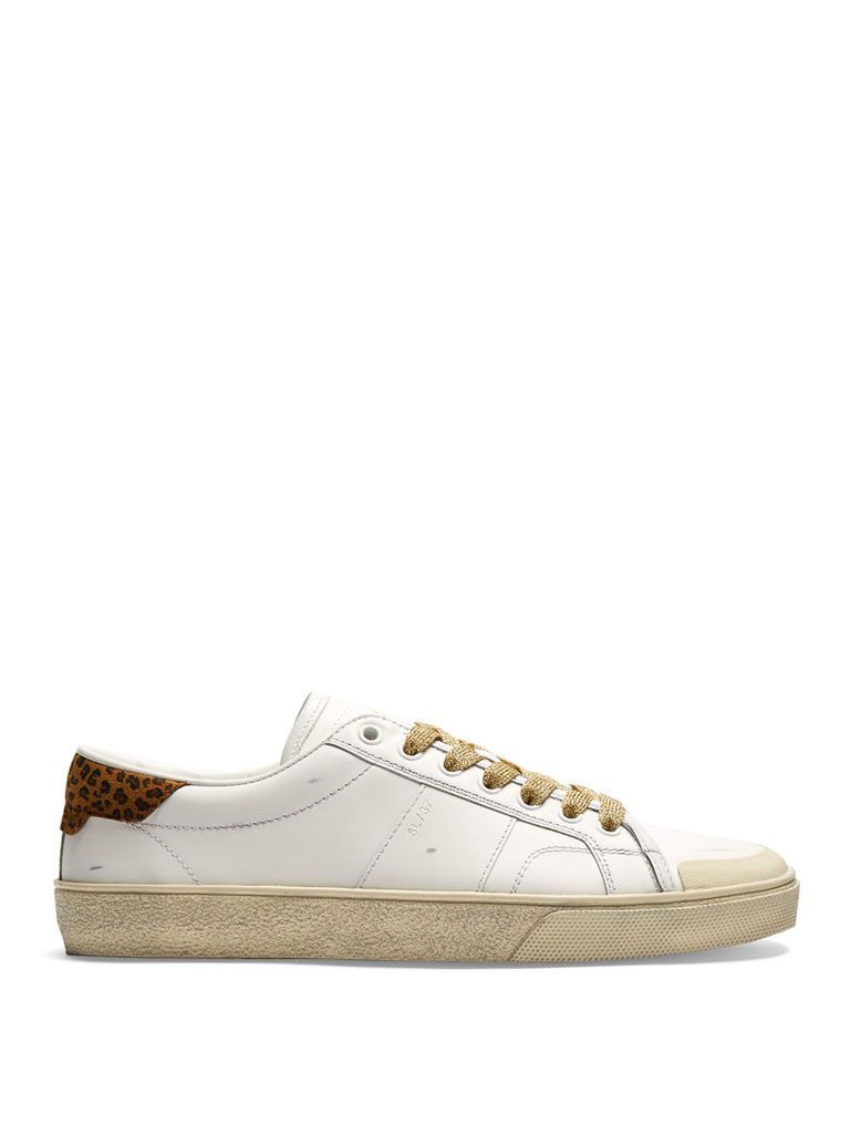 Court Classic distressed leather trainers