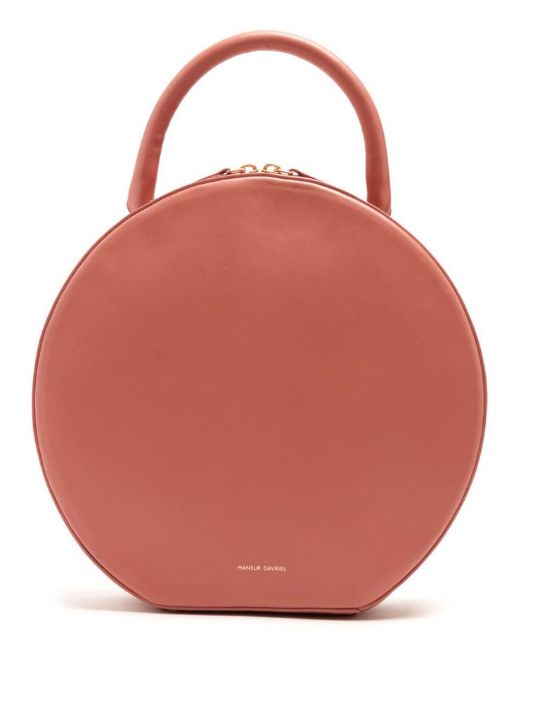 Circle leather top-handle bag