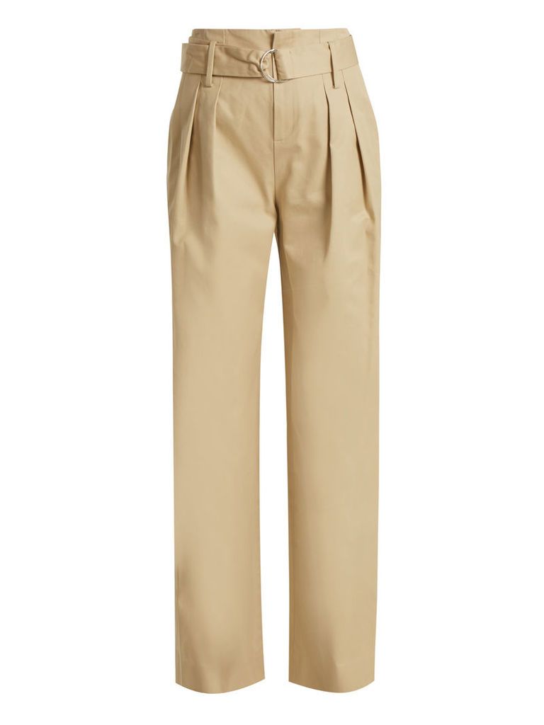 High-waist oversized cotton-twill trousers