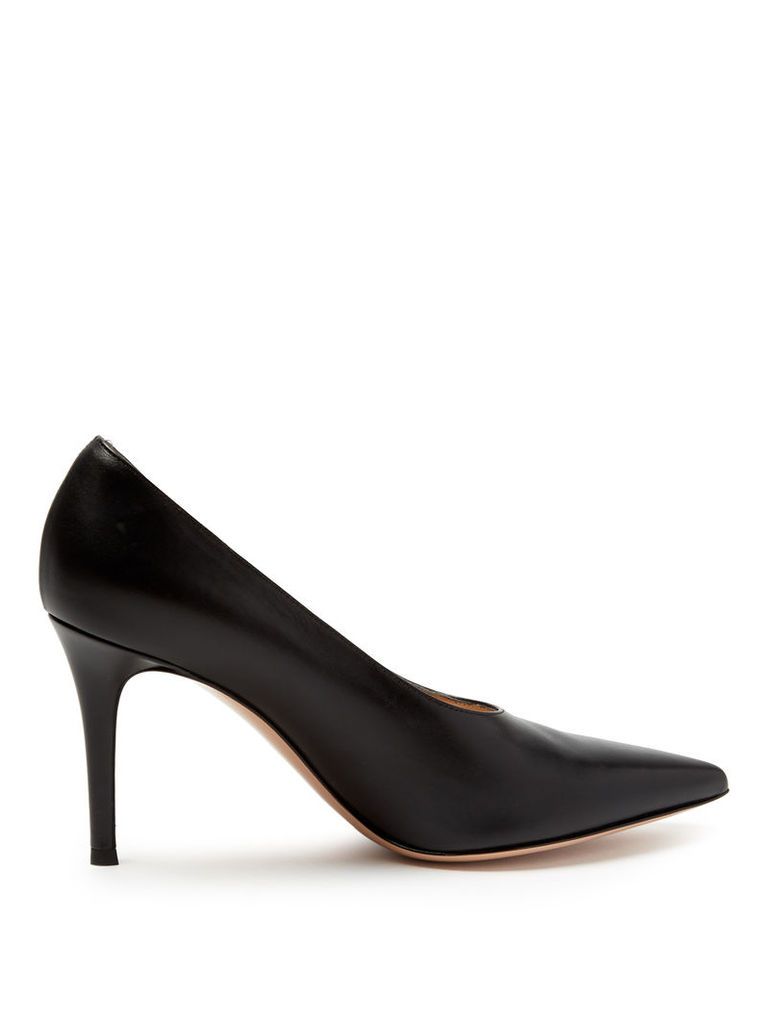 Muriel 85 high-cut point-toe leather pumps