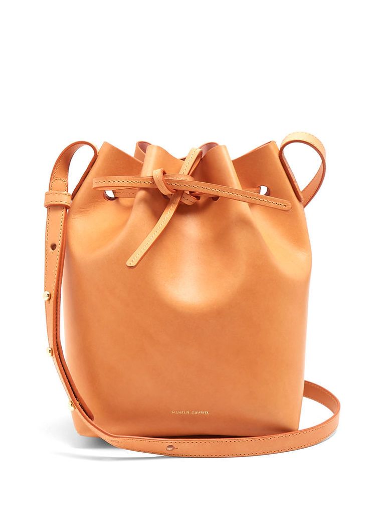 Pink-lined Mini leather bucket bag