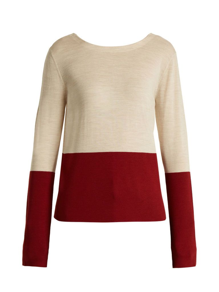V-back bi-colour wool sweater