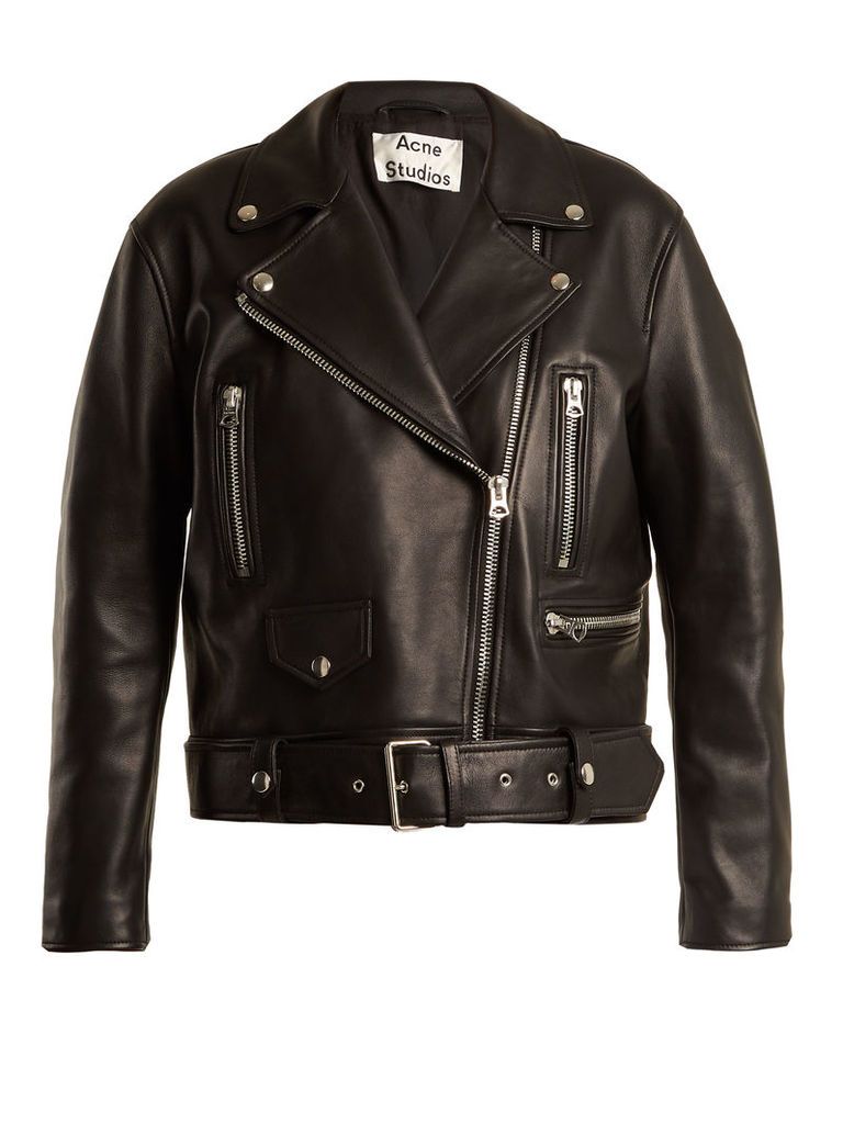 Acne Studios - Merlyn Oversized Leather Biker Jacket - Womens - Black