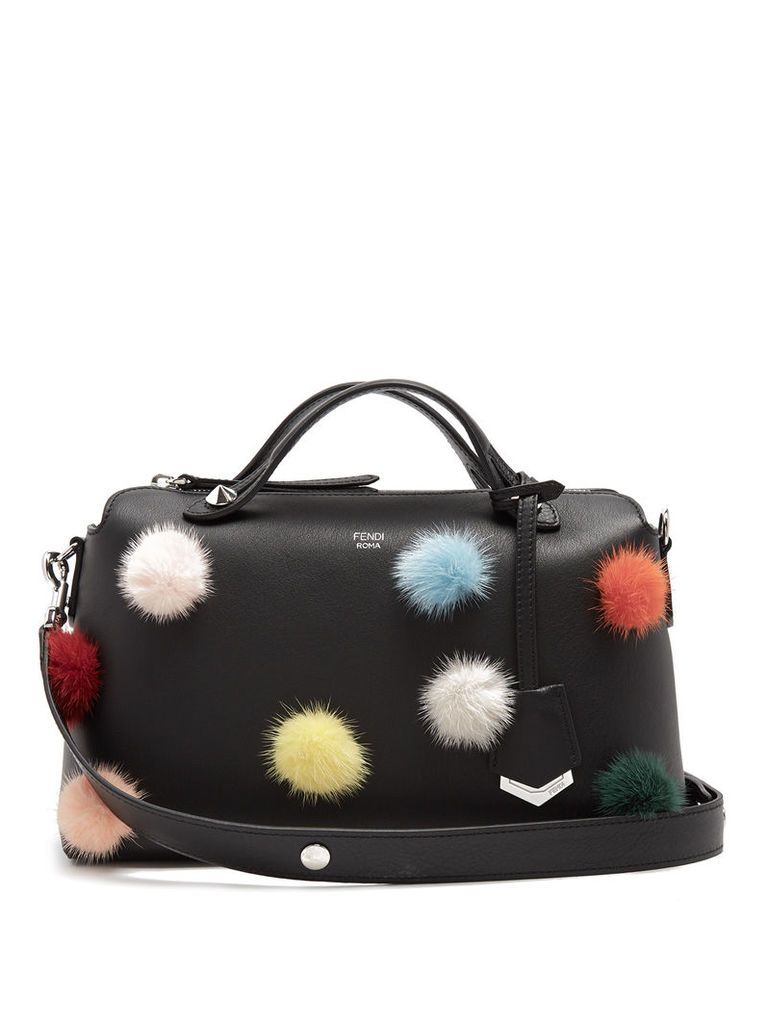 By The Way fur pompom-embellished leather bag