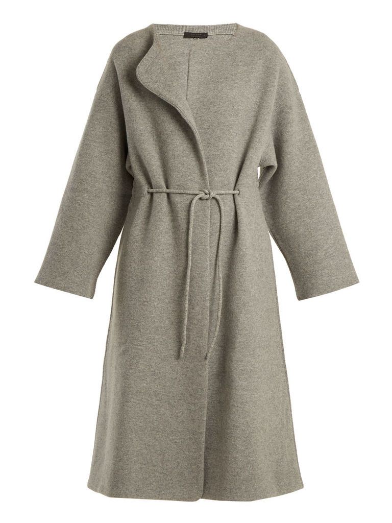 Mani collarless wool-blend coat