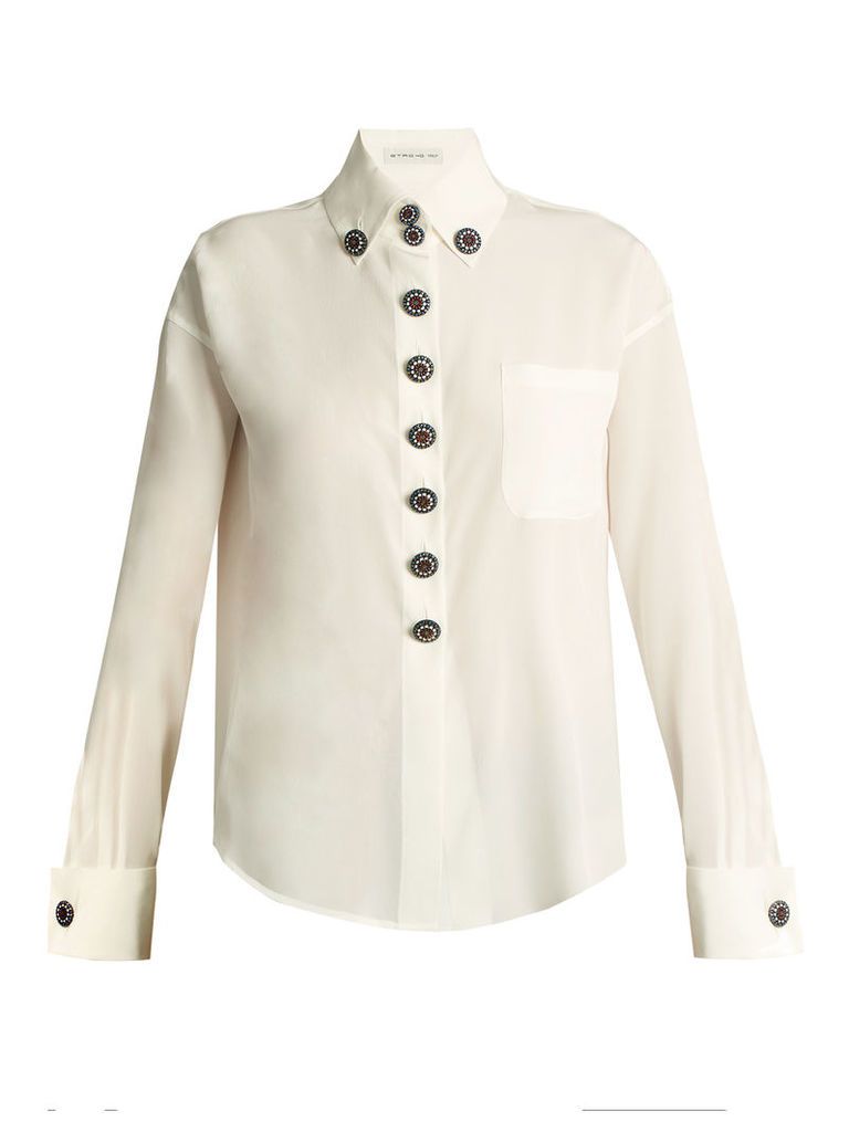 Luneville button-embellished silk shirt