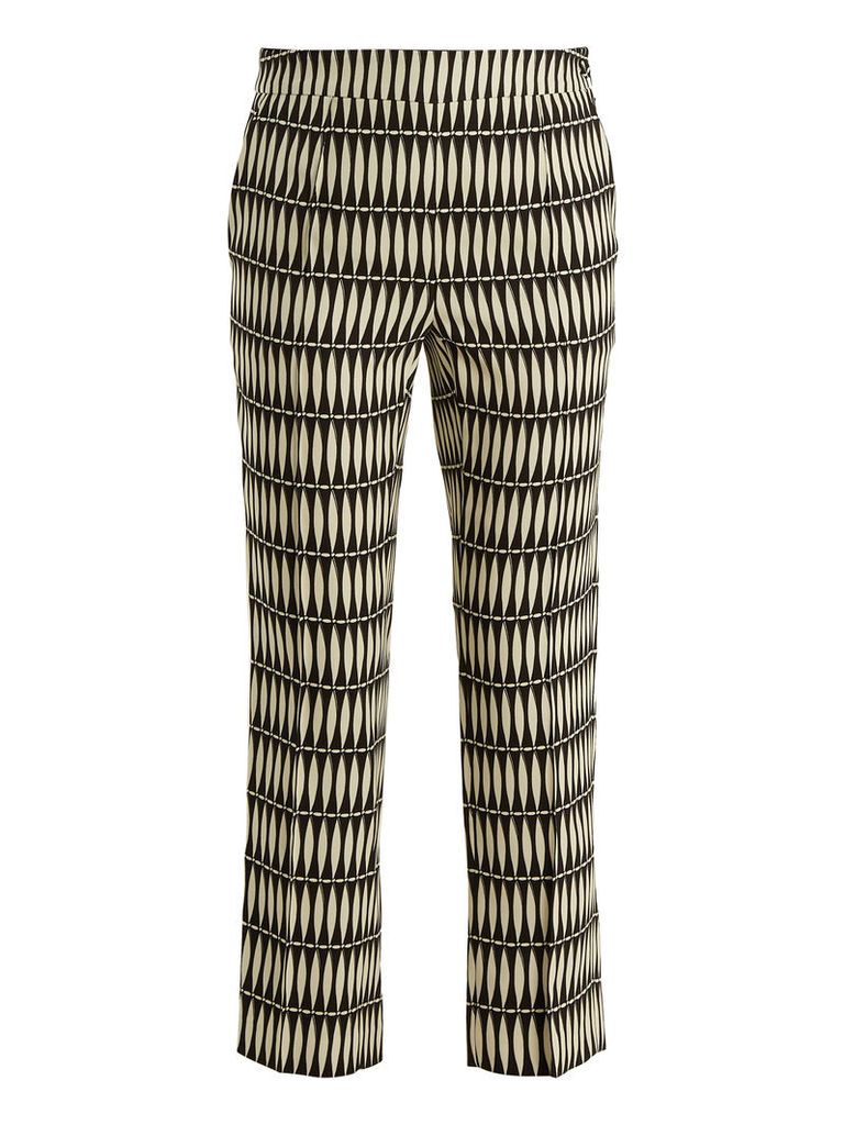 Bois Joli-print slim-leg cropped trousers