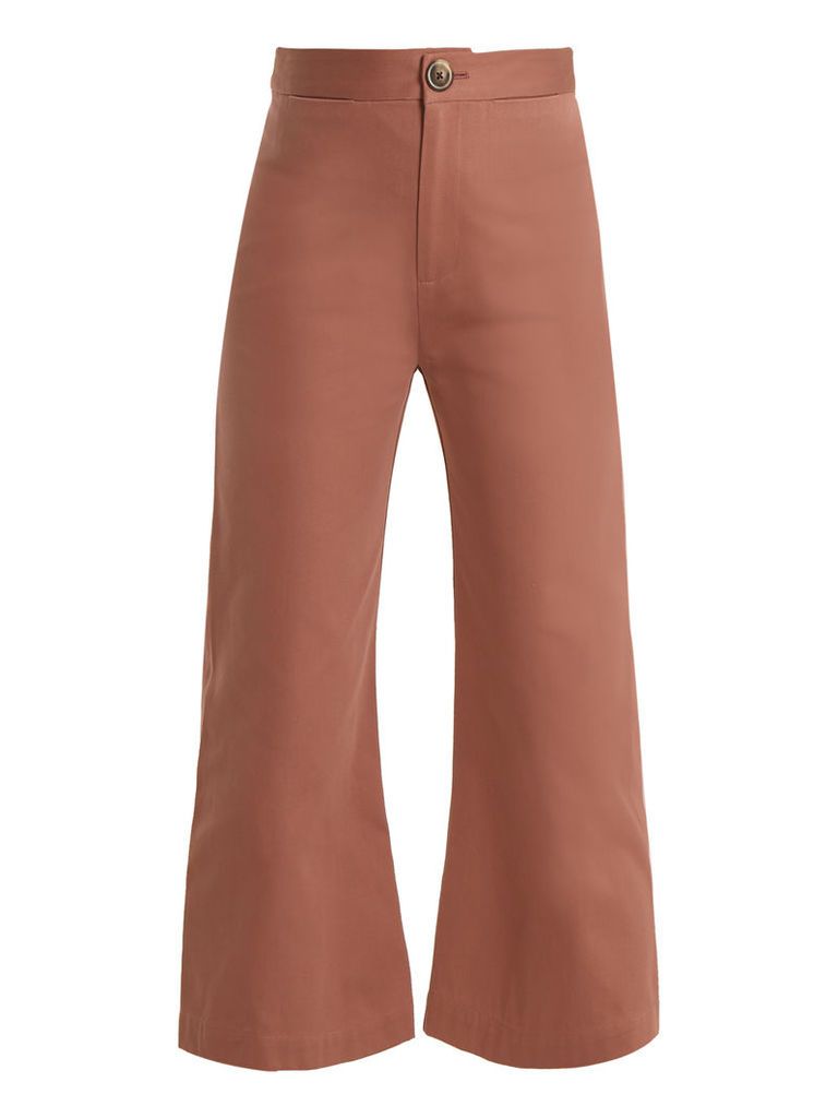 Sailor kick-flare cotton cropped trousers