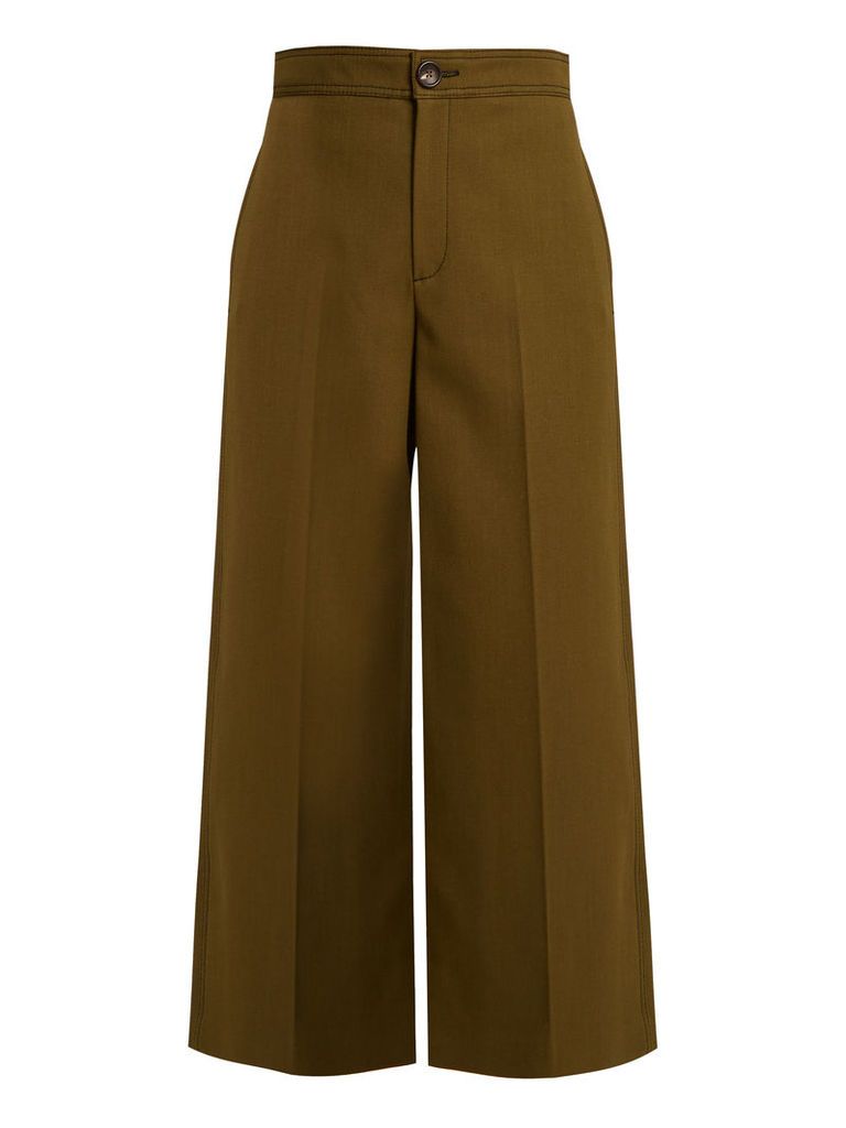 Fitz wide-leg wool-blend cropped trousers