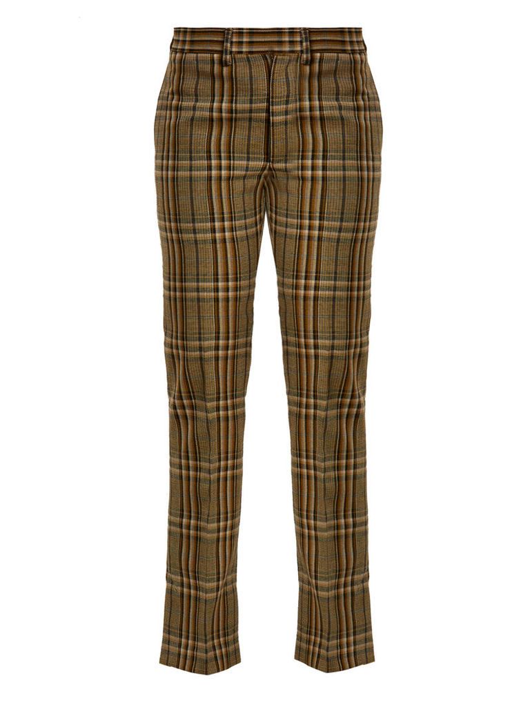 Toga - Mid Rise Checked Wool Trousers - Womens - Brown Multi