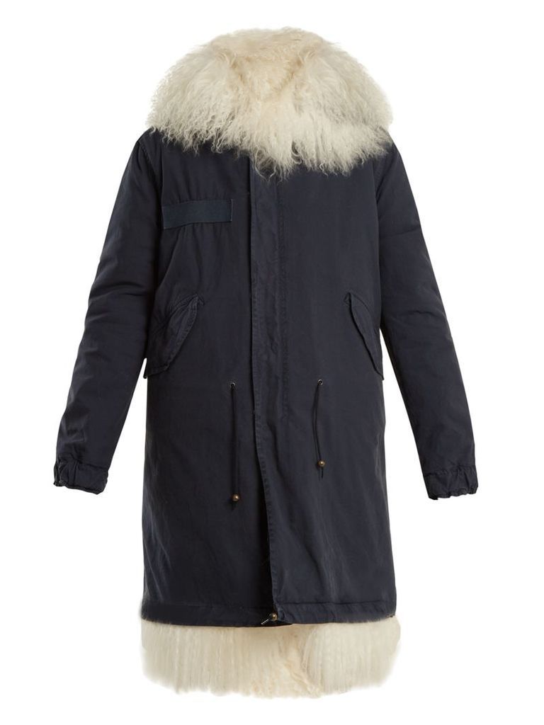 Shearling lined hooded canvas parka