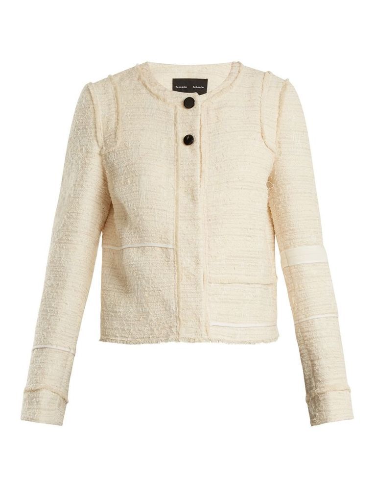 Piped-edge cotton-blend bouclÃ© tweed jacket