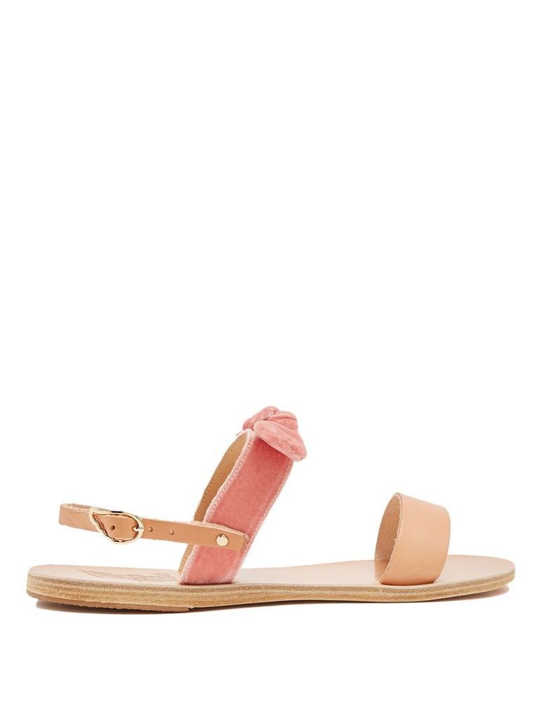 Clio bow-embellished leather and velvet sandals