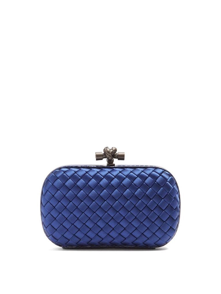 Knot satin and watersnake clutch