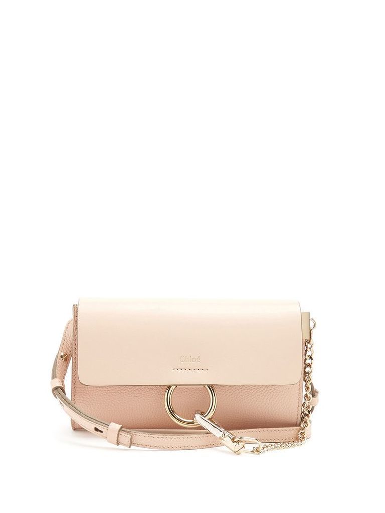 Faye mini leather and suede cross-body bag