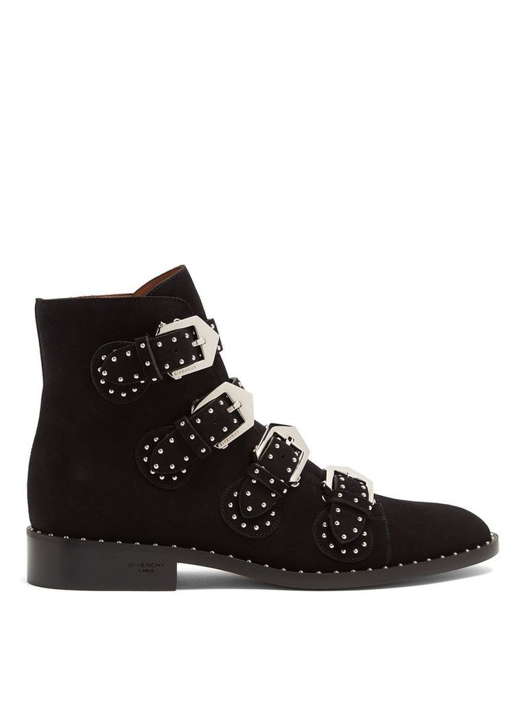 Elegant studded suede ankle boots