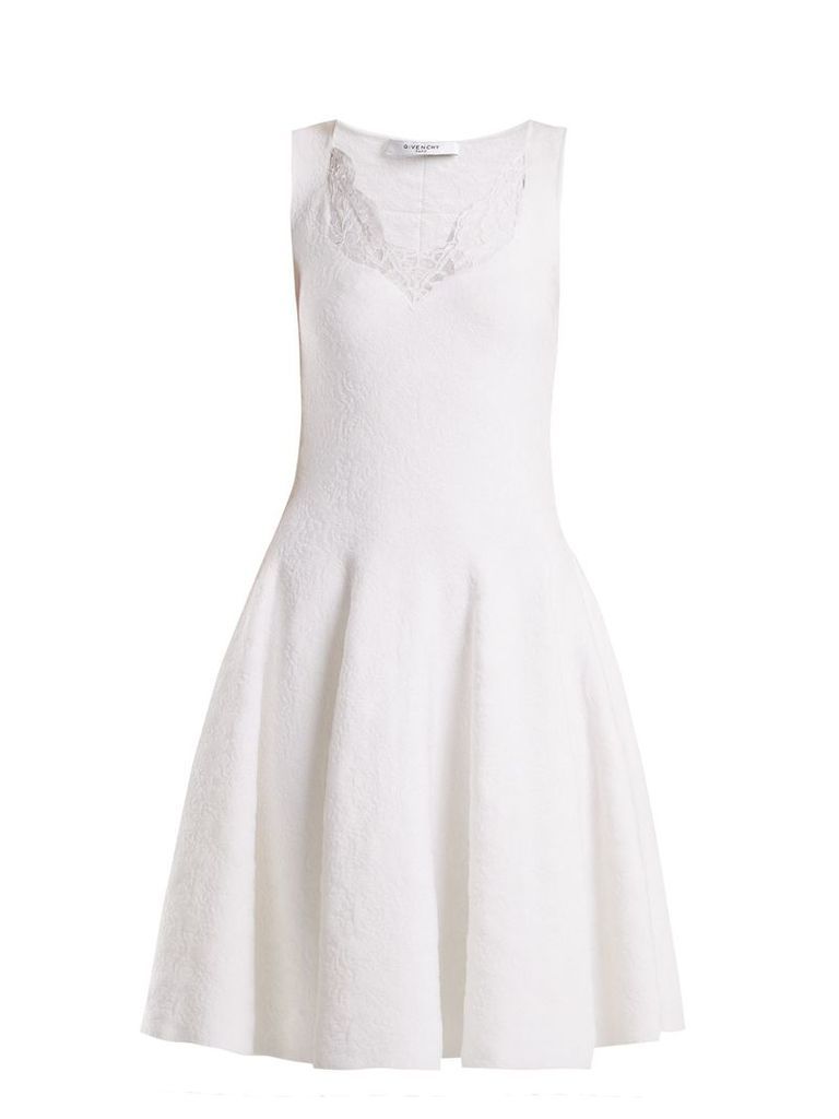 Givenchy - Lace Trimmed Floral Damask Dress - Womens - White