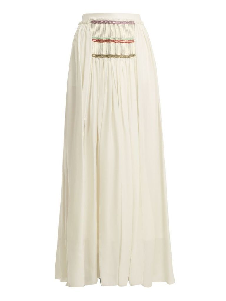 Pleated silk-georgette skirt