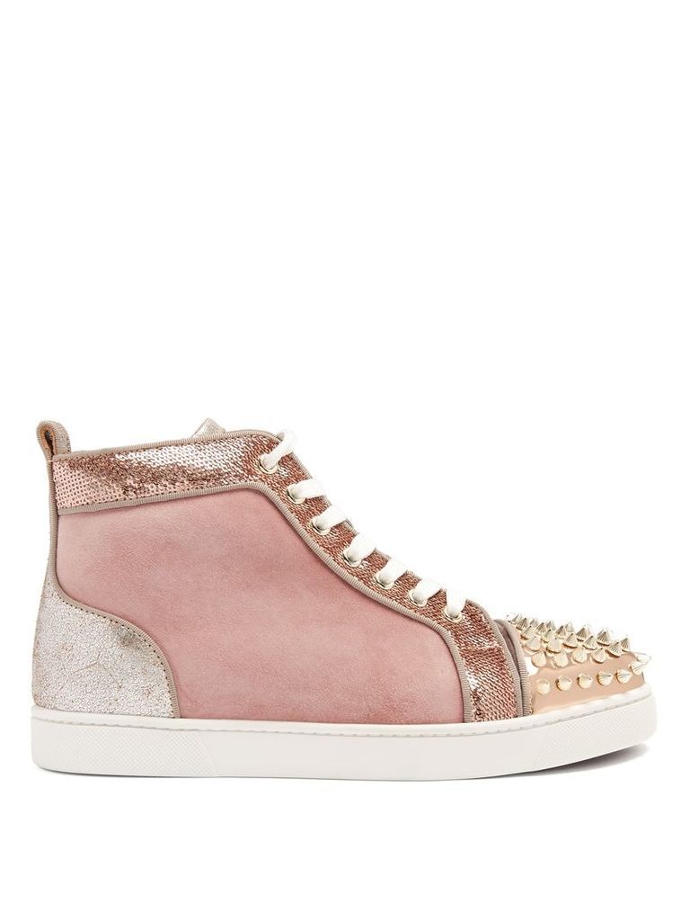 Lou 25 stud-embellished suede high-top trainers