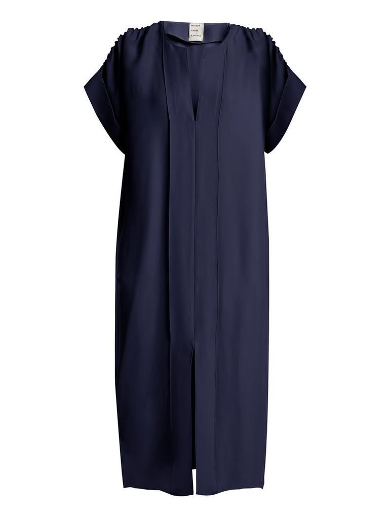 Maison Rabih Kayrouz - Ruched Shoulder Midi Dress - Womens - Navy
