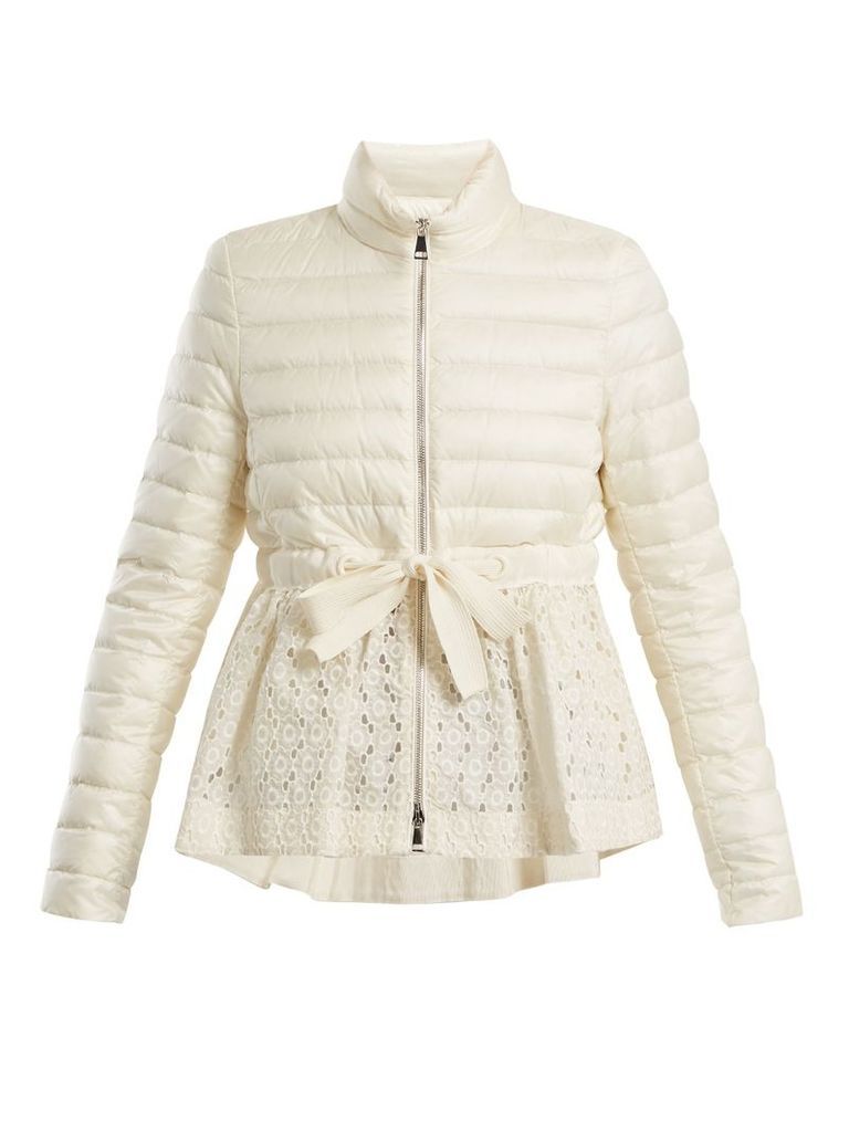 Serpentine quilted down embroidered jacket