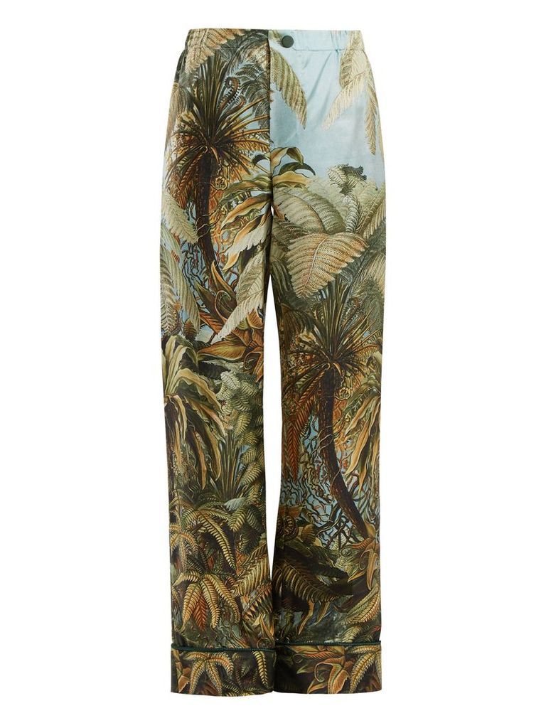Etere foliage-print silk trousers
