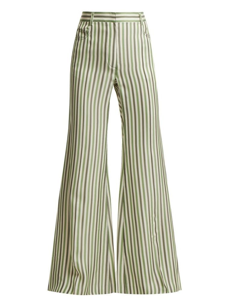 Sonia Rykiel - High Waist Striped Trousers - Womens - Green Stripe
