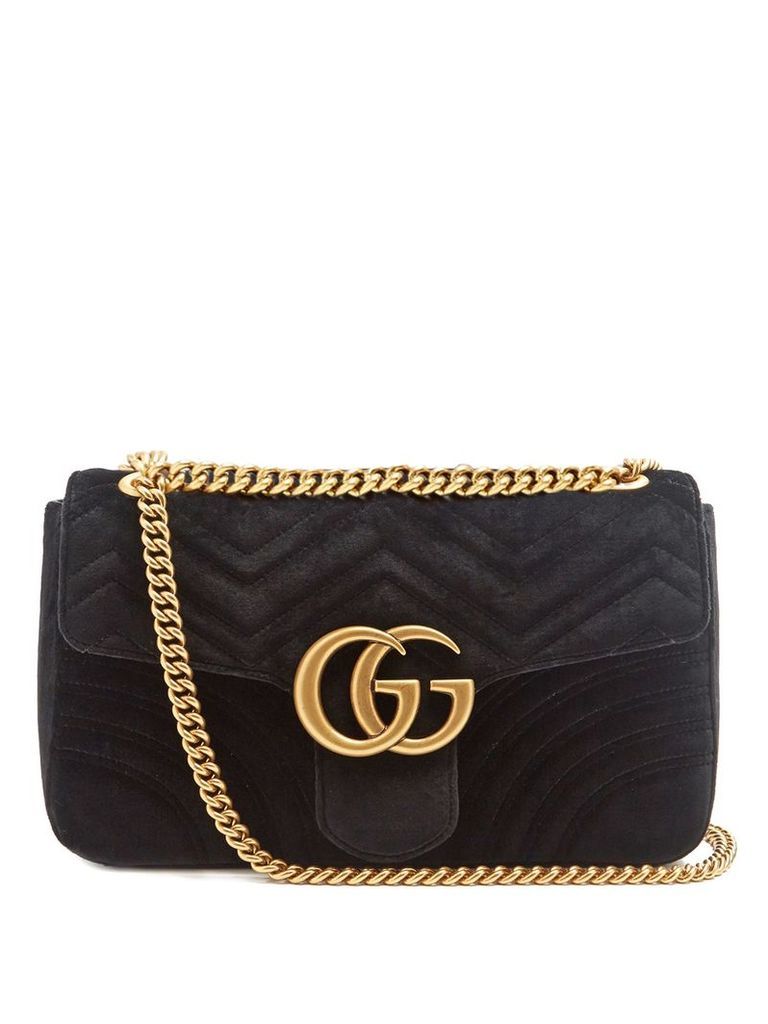 Gucci - Gg Marmont Medium Quilted Velvet Shoulder Bag - Womens - Black