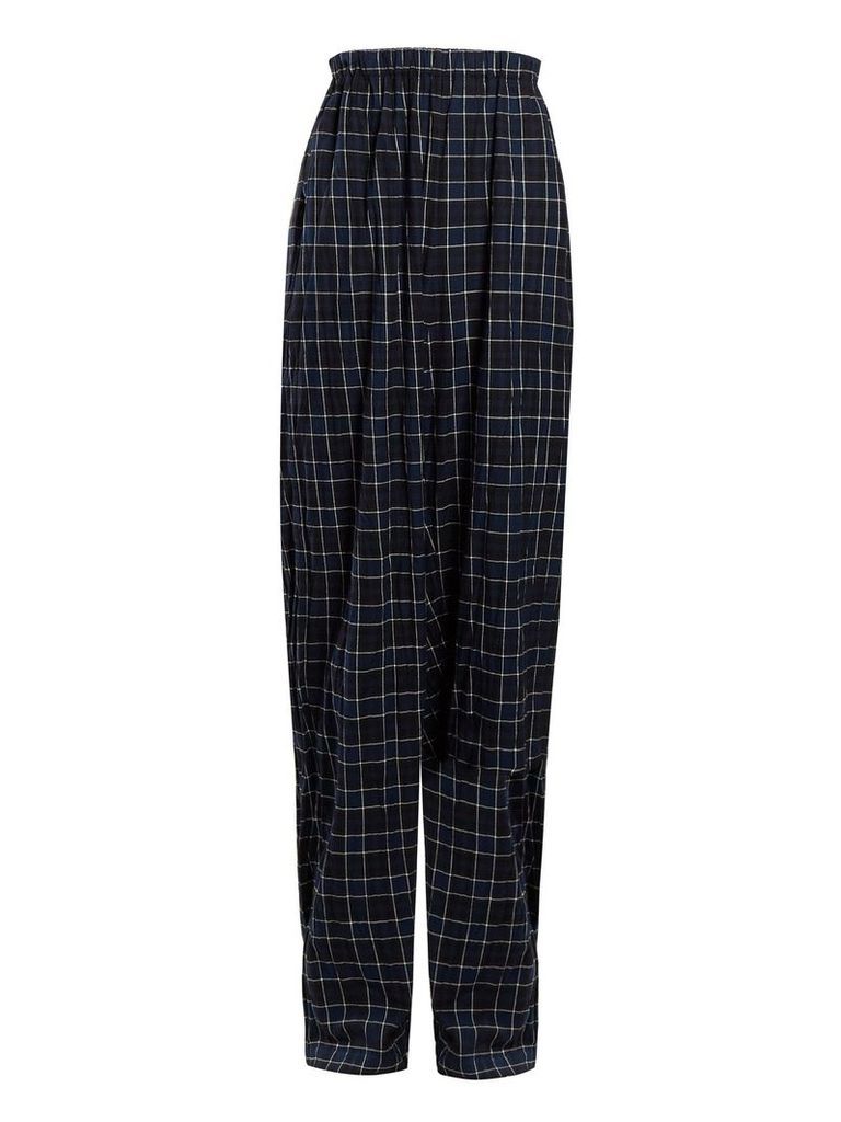 Brushed-cotton checked trousers