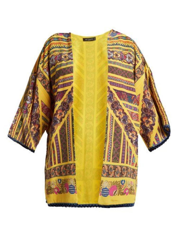 Etro - Multi Print Silk Jacket - Womens - Yellow
