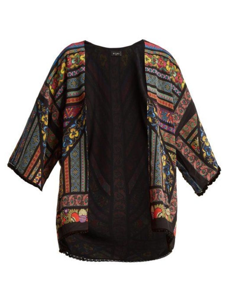 Etro - Multi Print Silk Jacket - Womens - Black