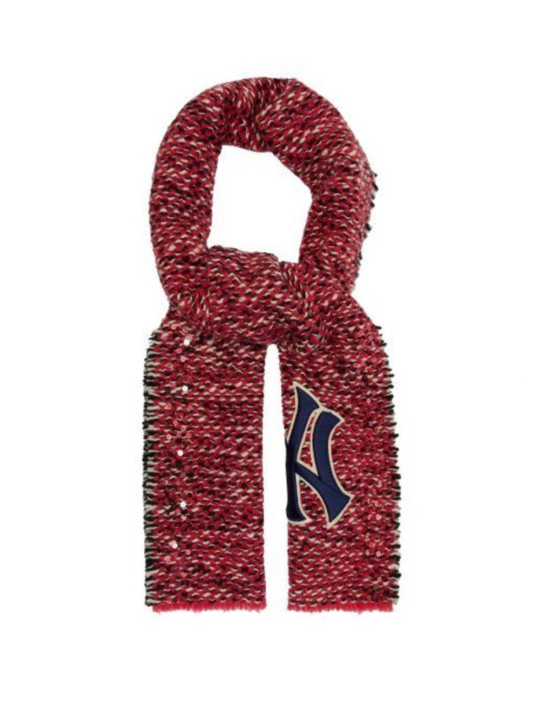 Gucci - Ny Yankees Patch Tweed Scarf - Womens - Pink