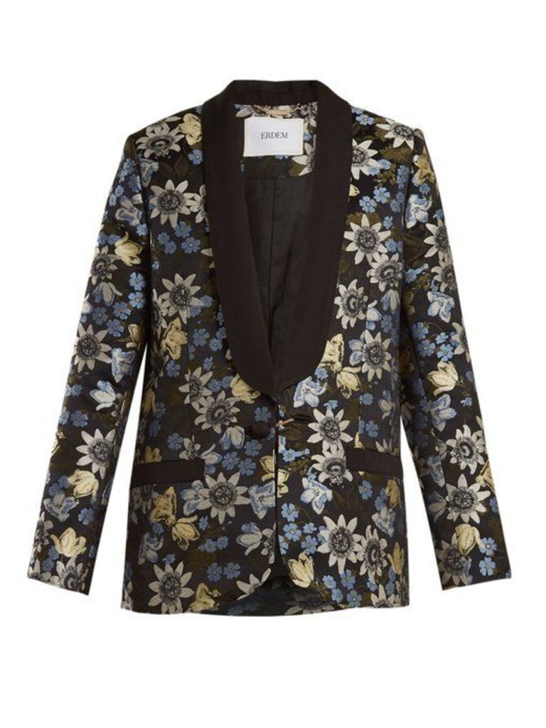 Erdem - Anisha Floral Jacquard Jacket - Womens - Black Multi
