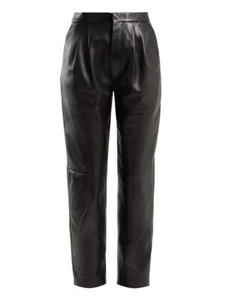 Saint Laurent - Tapered Leather Trousers - Womens - Black