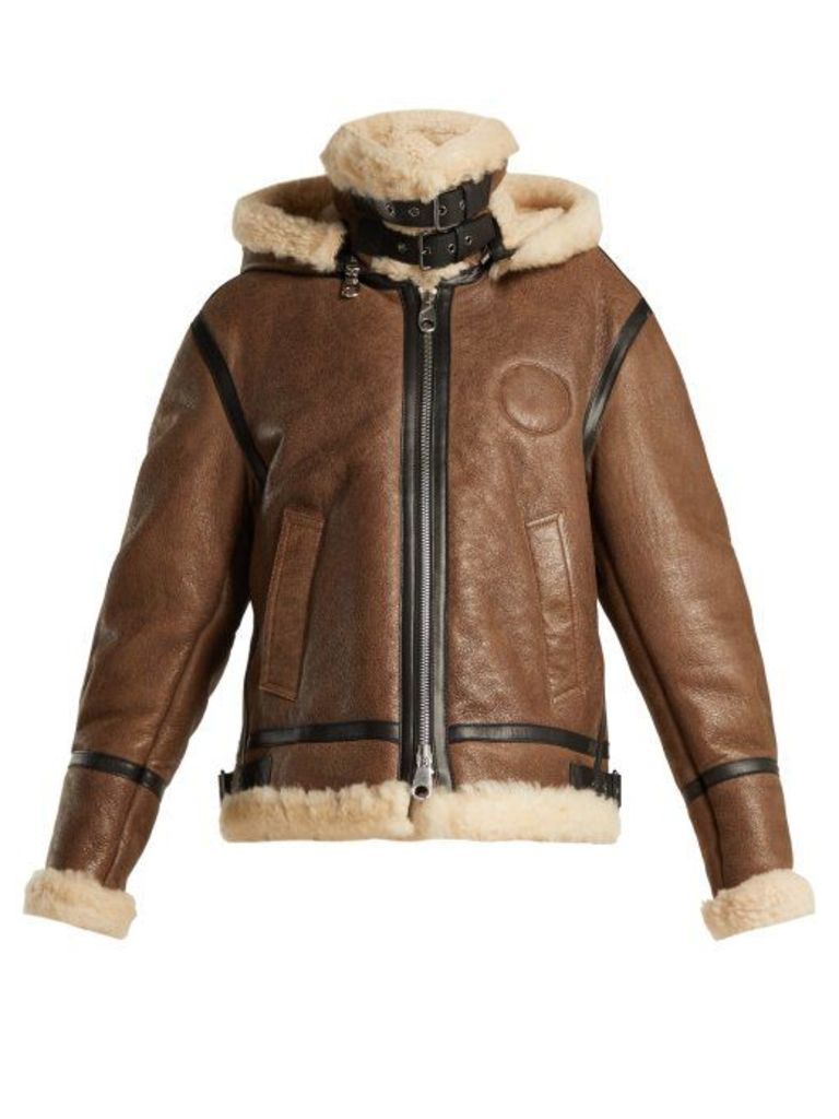 ChloÃ© - Shearling And Leather Aviator Jacket - Womens - Brown Multi