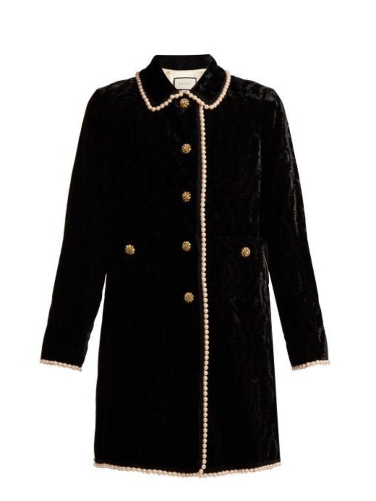Gucci - Faux Pearl And Crystal Embellished Velvet Jacket - Womens - Black