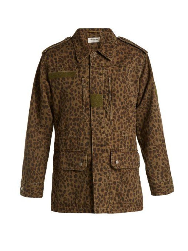 Saint Laurent - Leopard Print Denim Jacket - Womens - Leopard