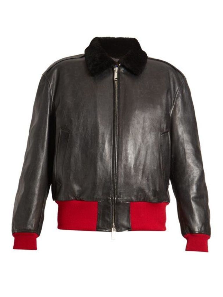 Calvin Klein 205w39nyc - Bi Colour Leather Bomber Jacket - Womens - Black Multi