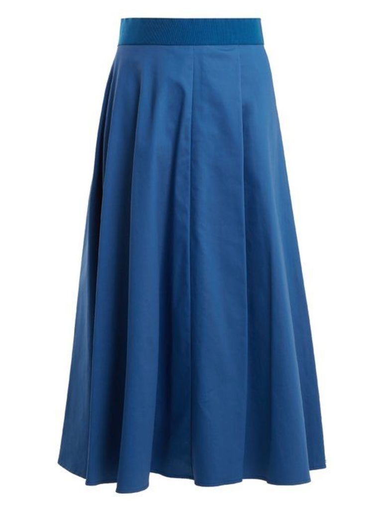 Sportmax - Fiumana Cotton Blend Midi Skirt - Womens - Blue Stripe