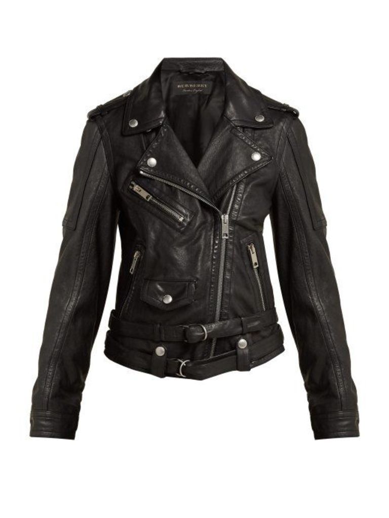 Burberry - Leather Biker Jacket - Womens - Black