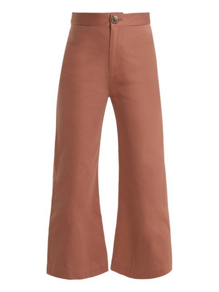Sea - Sailor Kick Flare Cotton Cropped Trousers - Womens - Pink