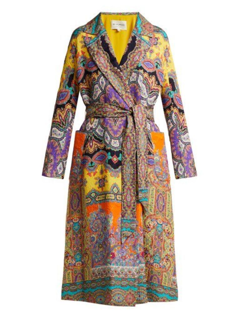Etro - Opal Paisley Print Textured Crepe Jacket - Womens - Multi