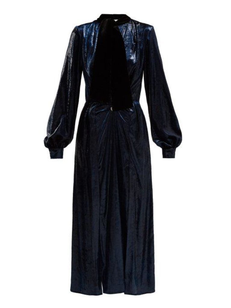 Raquel Diniz - Christy Crystal Embellished Velvet Dress - Womens - Dark Blue