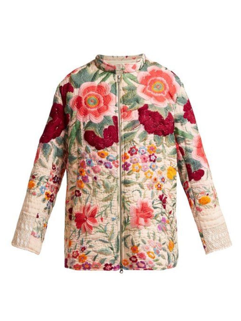By Walid - Samia 19th Century Embroidered Silk Jacket - Womens - Pink Multi