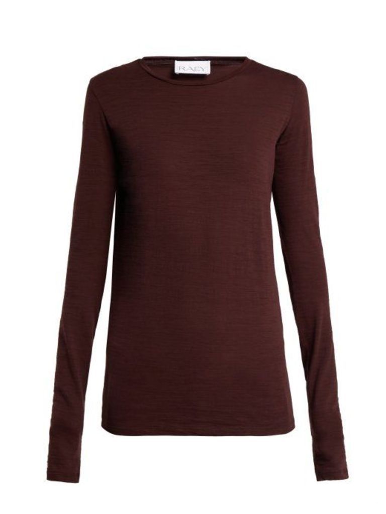 Raey - Long Sleeved Slubby Cotton Jersey T Shirt - Womens - Burgundy