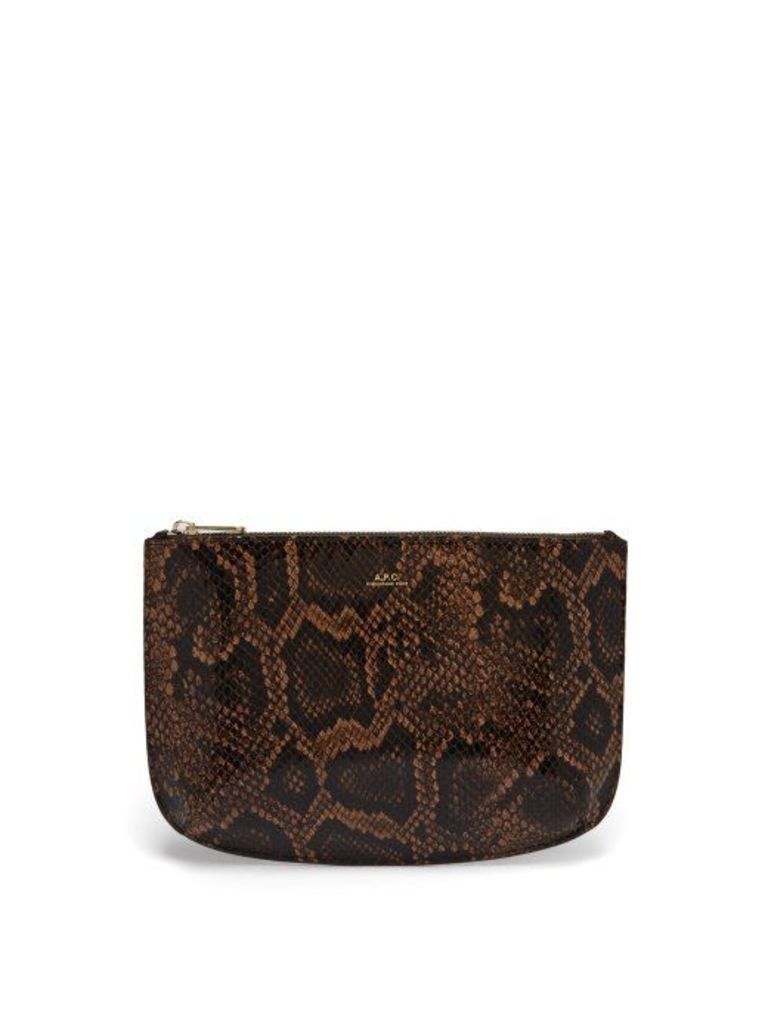 A.p.c. - Sarah Python Effect Leather Pouch - Womens - Brown Multi