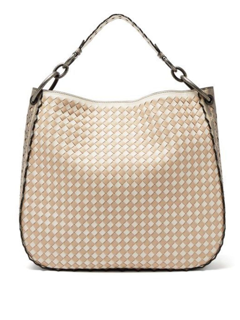 Bottega Veneta - Loop Medium Intrecciato Leather Bag - Womens - White Multi