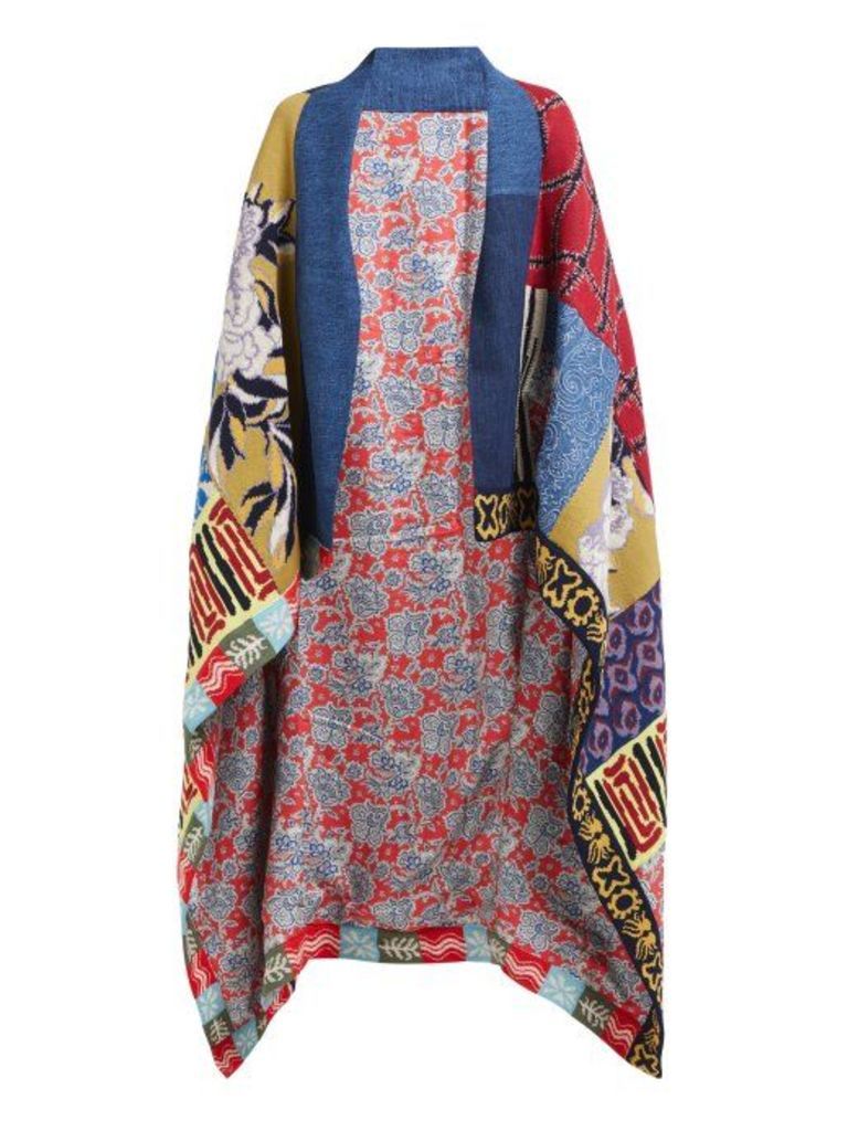 Etro - Patchwork Knitted Reversible Blanket Coat - Womens - Red Multi