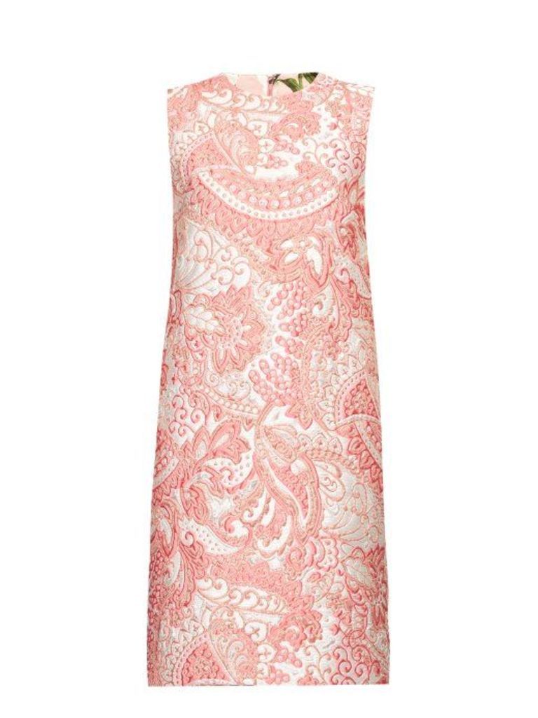 Dolce & Gabbana - Floral Brocade Mini Shift Dress - Womens - Pink White